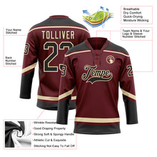 Load image into Gallery viewer, Custom Burgundy Black-City Cream Hockey Lace Neck Jersey
