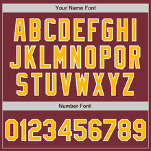 Load image into Gallery viewer, Custom Burgundy Gold-White Authentic Baseball Jersey
