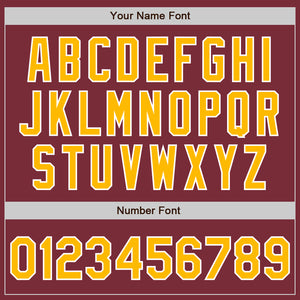 Custom Burgundy Gold-White Authentic Baseball Jersey