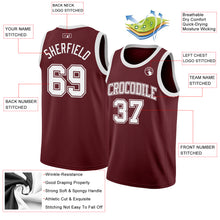 Load image into Gallery viewer, Custom Burgundy White Authentic Basketball Jersey
