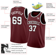 Load image into Gallery viewer, Custom Burgundy White-Black Authentic Basketball Jersey
