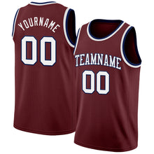 Load image into Gallery viewer, Custom Burgundy White-Navy Authentic Basketball Jersey
