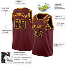 Load image into Gallery viewer, Custom Burgundy Black-Gold Authentic Basketball Jersey
