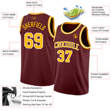 Load image into Gallery viewer, Custom Burgundy Gold-White Authentic Basketball Jersey
