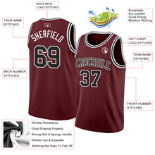 Load image into Gallery viewer, Custom Burgundy Black-White Authentic Basketball Jersey
