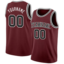 Load image into Gallery viewer, Custom Burgundy Black-White Authentic Basketball Jersey
