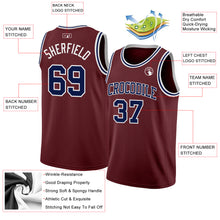 Load image into Gallery viewer, Custom Burgundy Navy-White Authentic Basketball Jersey
