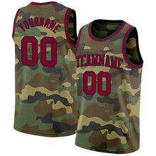 Load image into Gallery viewer, Custom Camo Maroon-Black Authentic Salute To Service Basketball Jersey
