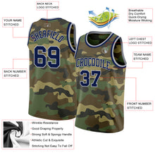 Load image into Gallery viewer, Custom Camo Navy-Gray Authentic Salute To Service Basketball Jersey
