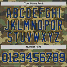 Load image into Gallery viewer, Custom Camo Royal-Gold Authentic Salute To Service Basketball Jersey

