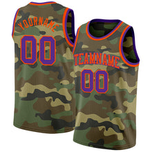 Load image into Gallery viewer, Custom Camo Purple-Orange Authentic Salute To Service Basketball Jersey
