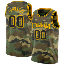 Load image into Gallery viewer, Custom Camo Black-Gold Authentic Salute To Service Basketball Jersey
