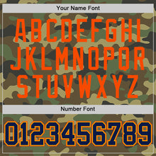 Load image into Gallery viewer, Custom Camo Navy Gold-Orange Authentic Salute To Service Basketball Jersey
