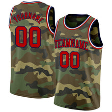 Load image into Gallery viewer, Custom Camo Red Navy-White Authentic Salute To Service Basketball Jersey
