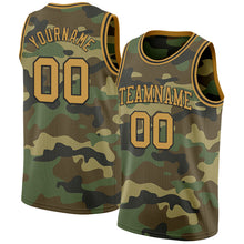 Load image into Gallery viewer, Custom Camo Old Gold-Black Authentic Salute To Service Basketball Jersey
