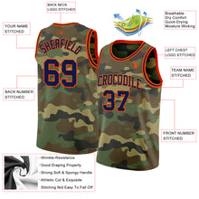Load image into Gallery viewer, Custom Camo Navy-Orange Authentic Salute To Service Basketball Jersey
