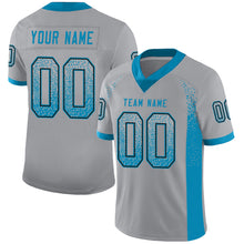 Load image into Gallery viewer, Custom Light Gray Panther Blue-Black Drift Fashion Football Jersey
