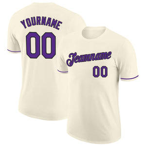 Custom Cream Purple-Black Performance T-Shirt