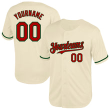 Load image into Gallery viewer, Custom Cream Red-Green Mesh Authentic Throwback Baseball Jersey
