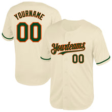 Load image into Gallery viewer, Custom Cream Green-Orange Mesh Authentic Throwback Baseball Jersey
