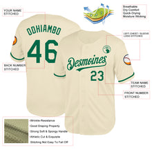 Load image into Gallery viewer, Custom Cream Kelly Green Mesh Authentic Throwback Baseball Jersey

