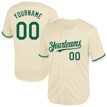 Load image into Gallery viewer, Custom Cream Kelly Green Mesh Authentic Throwback Baseball Jersey
