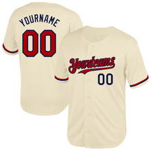 Load image into Gallery viewer, Custom Cream Red-Navy Mesh Authentic Throwback Baseball Jersey
