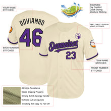 Load image into Gallery viewer, Custom Cream Purple-Black Mesh Authentic Throwback Baseball Jersey
