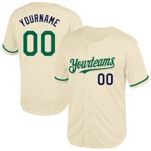 Load image into Gallery viewer, Custom Cream Kelly Green-Navy Mesh Authentic Throwback Baseball Jersey
