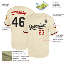 Load image into Gallery viewer, Custom Cream Black-Red Mesh Authentic Throwback Baseball Jersey
