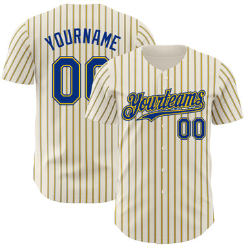 Custom Cream (Royal Yellow Pinstripe) Royal-Yellow Authentic Baseball Jersey