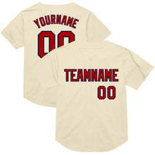 Load image into Gallery viewer, Custom Cream Red-Navy Mesh Authentic Throwback Baseball Jersey
