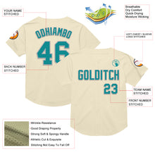 Load image into Gallery viewer, Custom Cream Teal-Gray Mesh Authentic Throwback Baseball Jersey
