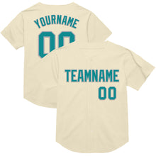 Load image into Gallery viewer, Custom Cream Teal-Gray Mesh Authentic Throwback Baseball Jersey
