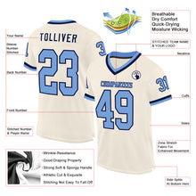 Load image into Gallery viewer, Custom Cream Light Blue-Navy Mesh Authentic Throwback Football Jersey
