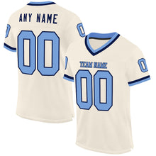 Load image into Gallery viewer, Custom Cream Light Blue-Navy Mesh Authentic Throwback Football Jersey
