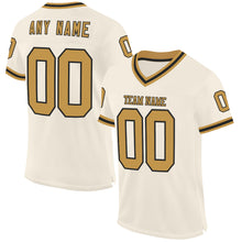 Load image into Gallery viewer, Custom Cream Old Gold-Black Mesh Authentic Throwback Football Jersey
