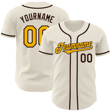 Load image into Gallery viewer, Custom Cream Gold-Brown Authentic Baseball Jersey
