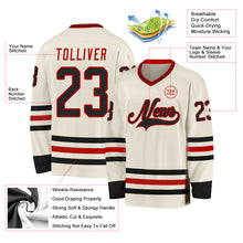 Load image into Gallery viewer, Custom Cream Black-Red Hockey Jersey
