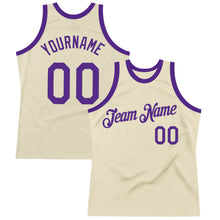 Load image into Gallery viewer, Custom Cream Purple Authentic Throwback Basketball Jersey
