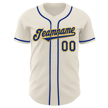 Load image into Gallery viewer, Custom Cream Royal-Gold Authentic Baseball Jersey
