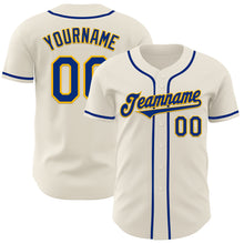 Load image into Gallery viewer, Custom Cream Royal-Gold Authentic Baseball Jersey
