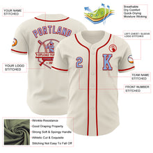 Load image into Gallery viewer, Custom Cream Light Blue-Red Authentic Baseball Jersey
