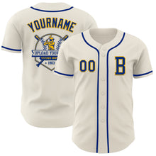 Load image into Gallery viewer, Custom Cream Royal-Gold Authentic Baseball Jersey
