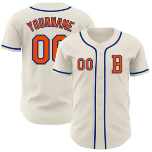 Custom Cream Orange-Royal Authentic Baseball Jersey