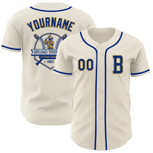 Custom Cream Royal-Old Gold Authentic Baseball Jersey