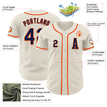 Load image into Gallery viewer, Custom Cream Navy-Orange Authentic Baseball Jersey
