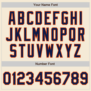Custom Cream Navy-Orange Authentic Baseball Jersey