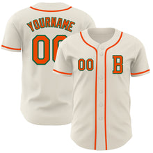 Load image into Gallery viewer, Custom Cream Orange-Kelly Green Authentic Baseball Jersey
