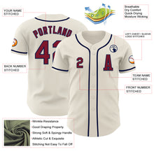 Load image into Gallery viewer, Custom Cream Crimson-Navy Authentic Baseball Jersey
